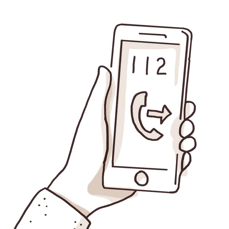 Illustration „Hand mit Smartphone“ aus dem Erklärfilm AED für Wolfgang Dieter Medizinische Handelsvertretung