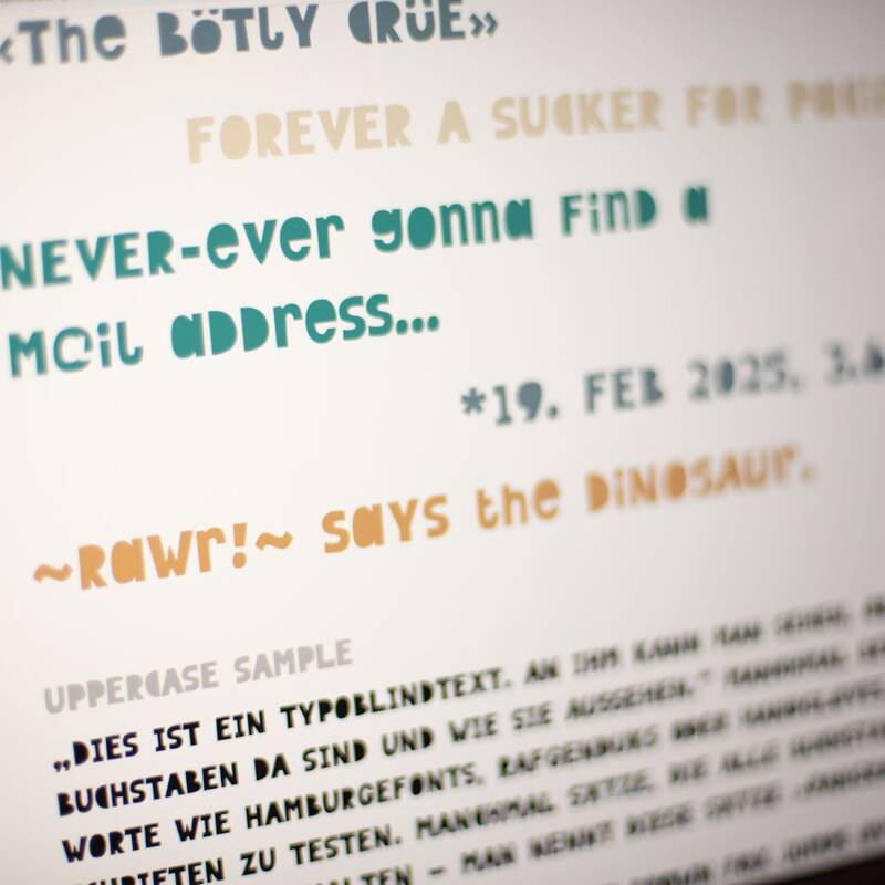 Schriftprobe, gestetzt in der Schrift Enno Extrabold