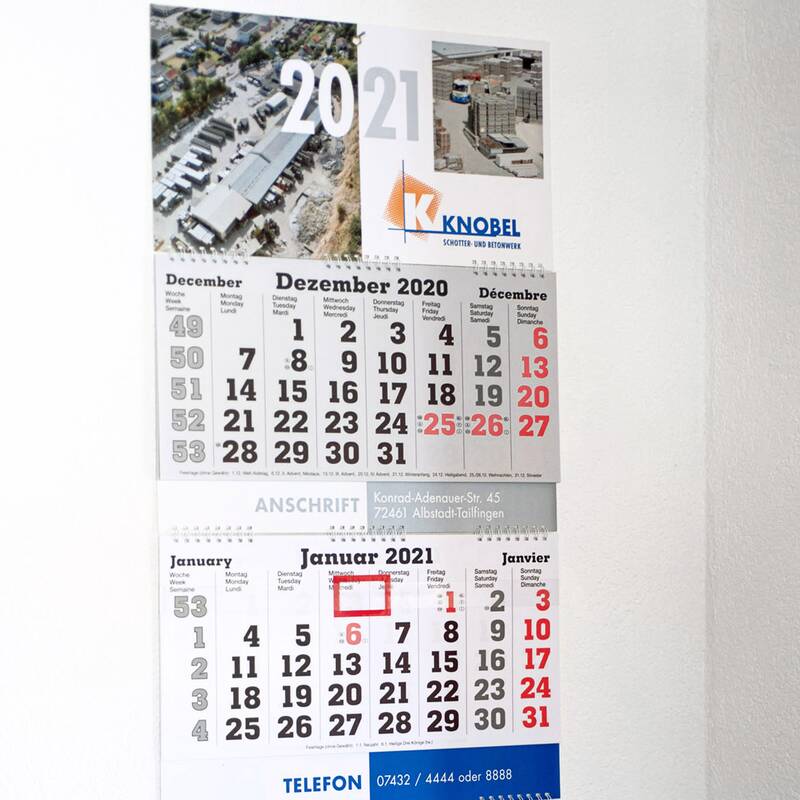 Foto eines personalisierten Wandkalenders für die Firma Knobel in Albstadt