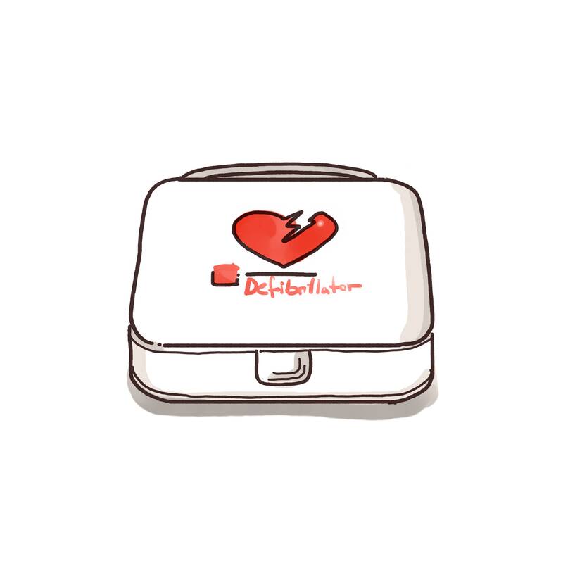 Illustration „Defibrillator“ aus dem Erklärfilm AED für Wolfgang Dieter Medizinische Handelsvertretung