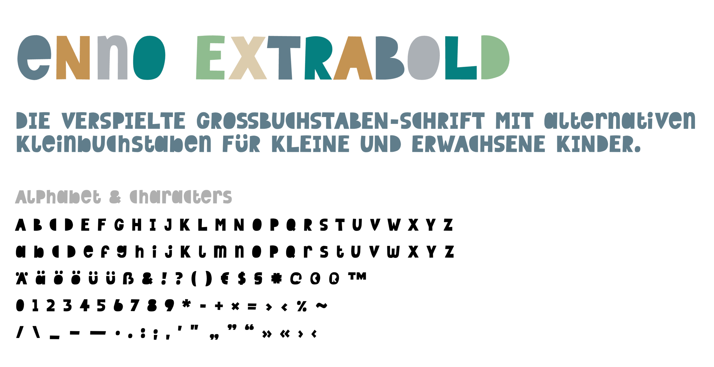 Schriftprobe, gestetzt in der Schrift Enno Extrabold